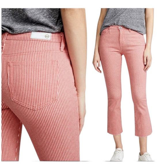 AG Adriano Goldschmied jeans Jodi Pinstripe high waist slim crop flare size 26 - Picture 1 of 9